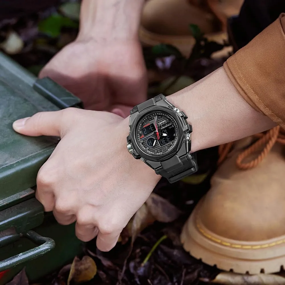 Stopwatch 3-Hand Quartz Military Wristwatch CARLIEN Mens Multifunction Sport Outdoor Digital Analog trunk celebrate Fashion Watch Led Display Luminous Alarm 50M Waterproof 