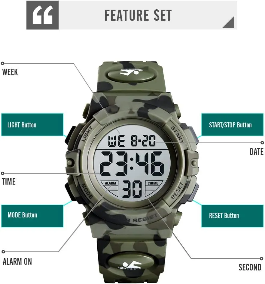 Stopwatch Calendar financial instructor for Ages 3-15 Boy Girl Wristwatch Kids Gift Dayllon Kids Digital Watch Boys Outdoor Sports 50M Waterproof Girls Watches Alarm Clock 12/24 H 