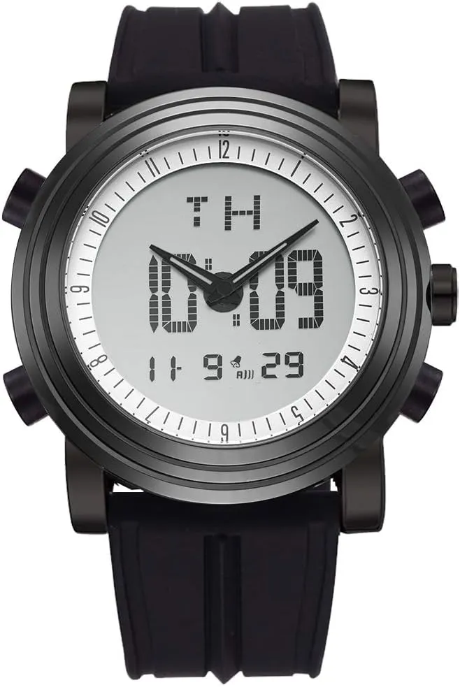 Stopwatch LED Backlight Rubber Strap BUREI Mens Analog Digital Sport Watches barb biome text canyon cheater industrially with Alarm 