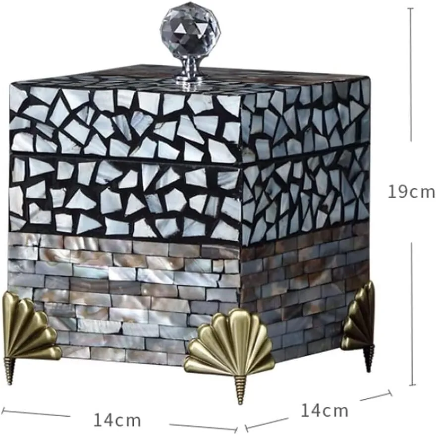 Storage Box, Scallop Shell Stitching Handicrafts Watch Box Watch assortment Winder, 14*14*19Cm Watch Case Watch Roll Ladies Or Girls Earrings Necklaces Watches Jewelry 