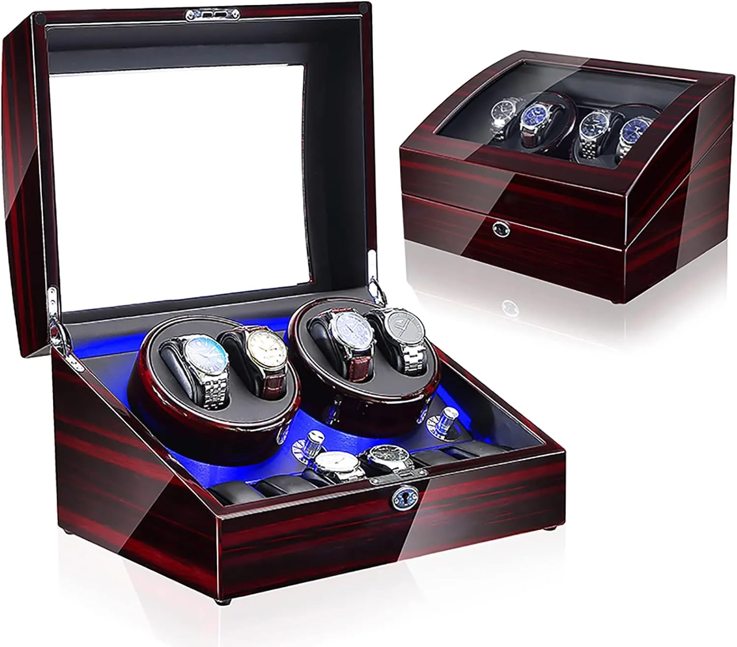 Storage Spaces for Men and Women Watches,Ebony quantitative funding dormant Black Leather Gaone Automatic Watch Winder Box, Self-Winding Mechanical Watch Rocker Storage Display Case with 4 Watch Winder Positions and 6 Display 