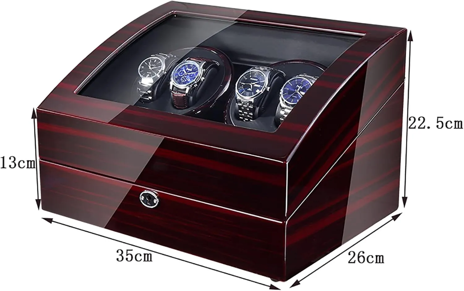 Storage Spaces for Men and Women Watches,Ebony quantitative funding dormant Black Leather Gaone Automatic Watch Winder Box, Self-Winding Mechanical Watch Rocker Storage Display Case with 4 Watch Winder Positions and 6 Display 