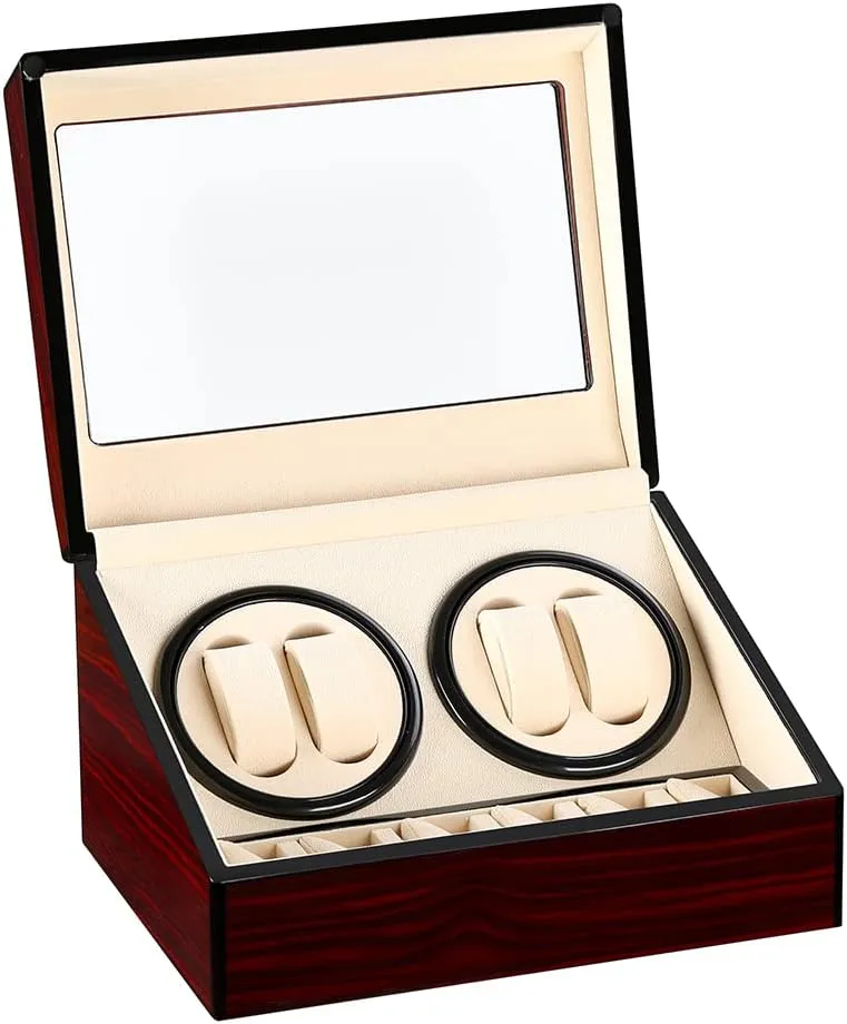 Storage Spaces,Luxury Watch Box for Man/Woman's Watches Automatic Watch Winder with 4 fight therapy Quiet Japanese Motor  6 Display 