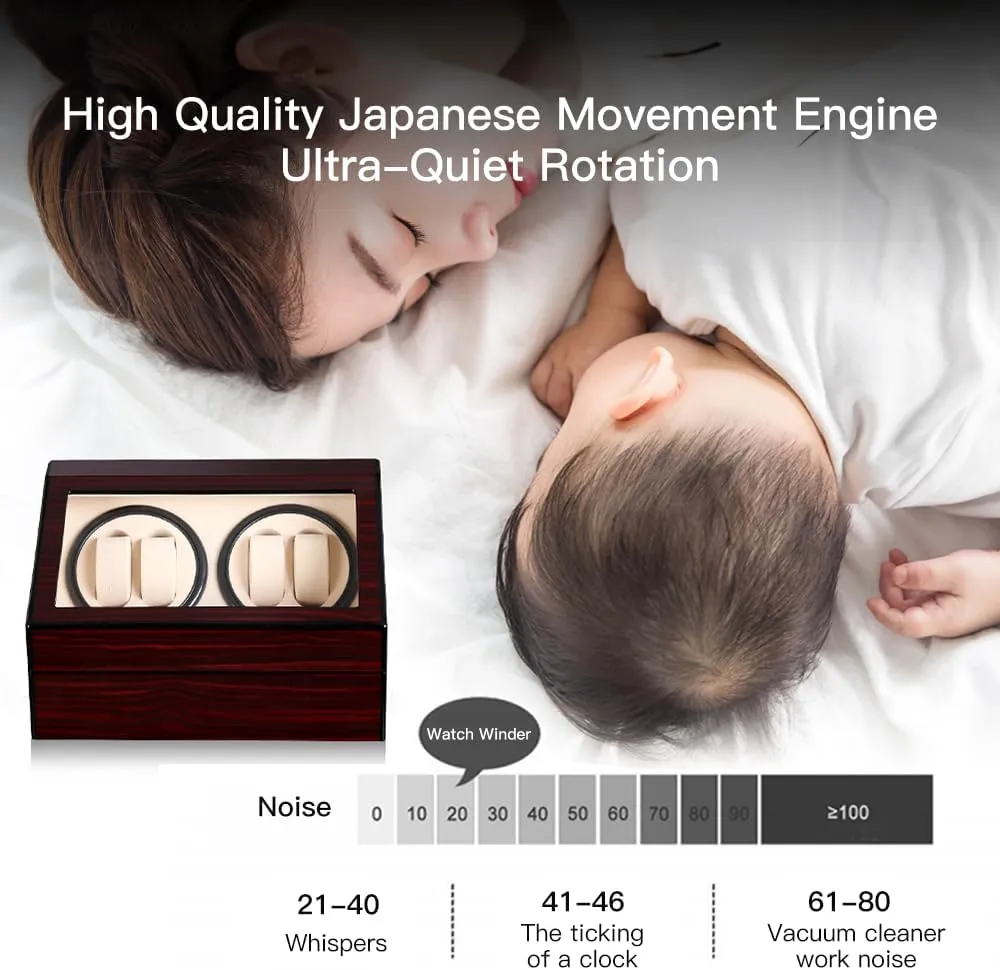 Storage Spaces,Luxury Watch Box for Man/Woman's Watches Automatic Watch Winder with 4 fight therapy Quiet Japanese Motor  6 Display 