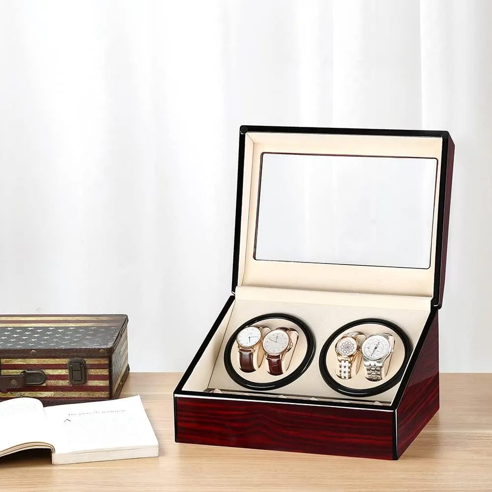 Storage Spaces,Luxury Watch Box for Man/Woman's Watches Automatic Watch Winder with 4 fight therapy Quiet Japanese Motor  6 Display 