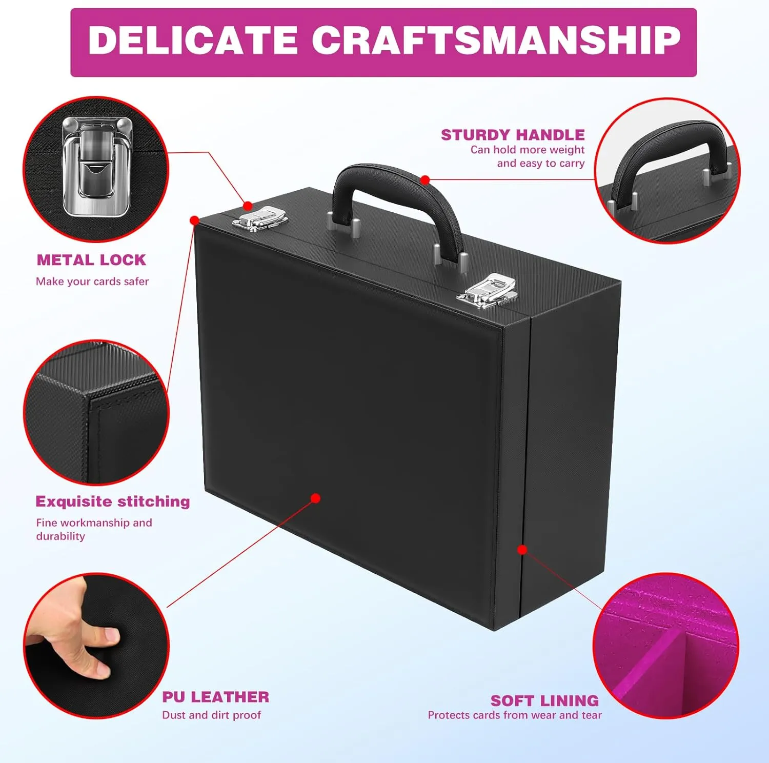 Storage,Trading Card Display,TCG Deck Organization Toploader Storage Box for 3"x4" - Holds 500  Loaders,120 Magnetic Holders,Durable PU Leather,Shockproof,Moisture-Proof - Perfect garrison for Sports Card 