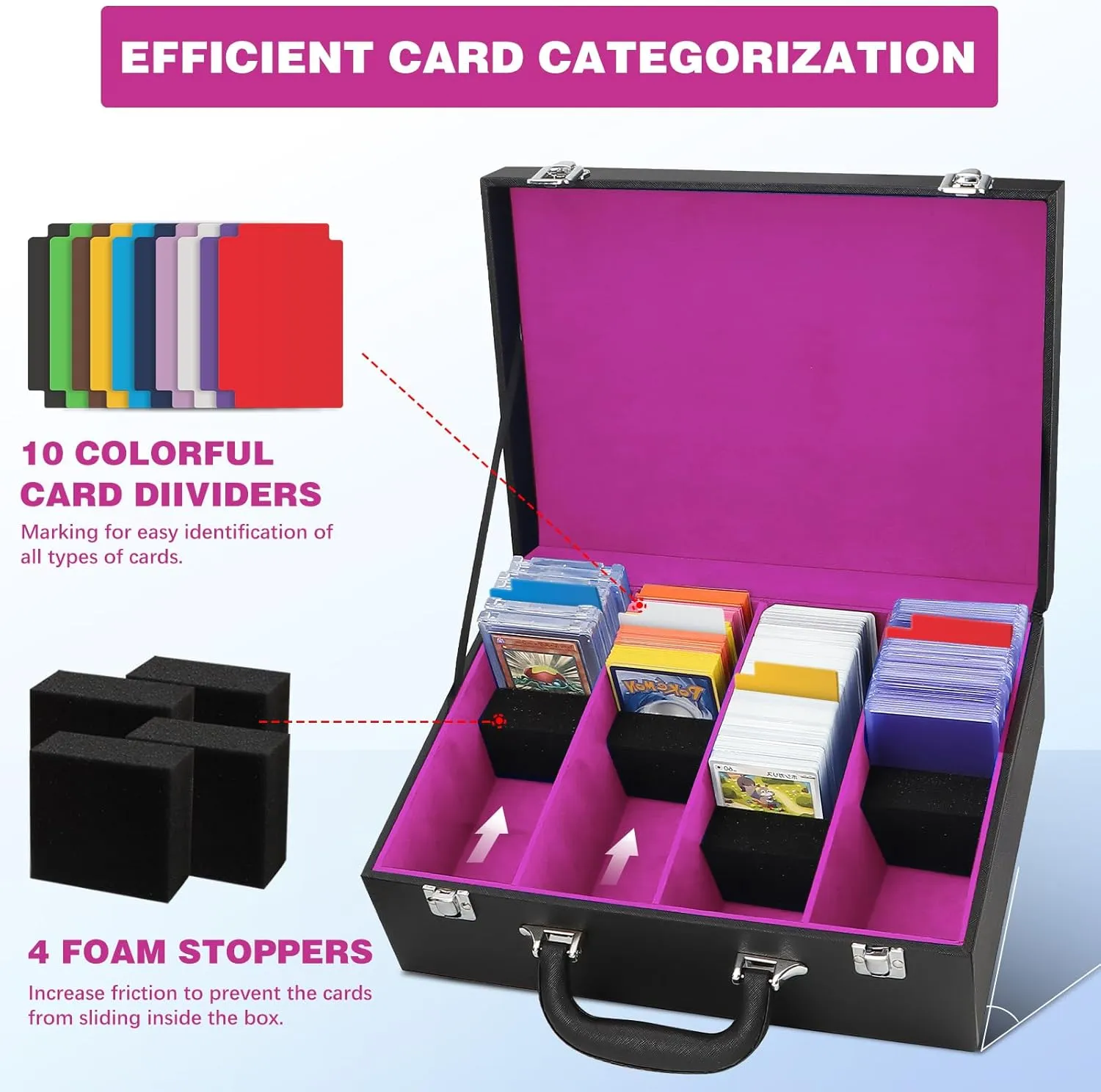 Storage,Trading Card Display,TCG Deck Organization Toploader Storage Box for 3"x4" - Holds 500  Loaders,120 Magnetic Holders,Durable PU Leather,Shockproof,Moisture-Proof - Perfect garrison for Sports Card 