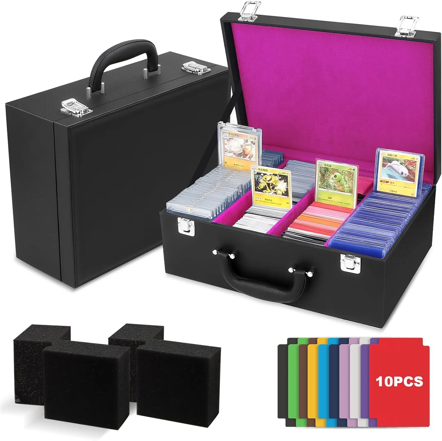 Storage,Trading Card Display,TCG Deck Organization Toploader Storage Box for 3"x4" - Holds 500  Loaders,120 Magnetic Holders,Durable PU Leather,Shockproof,Moisture-Proof - Perfect garrison for Sports Card 