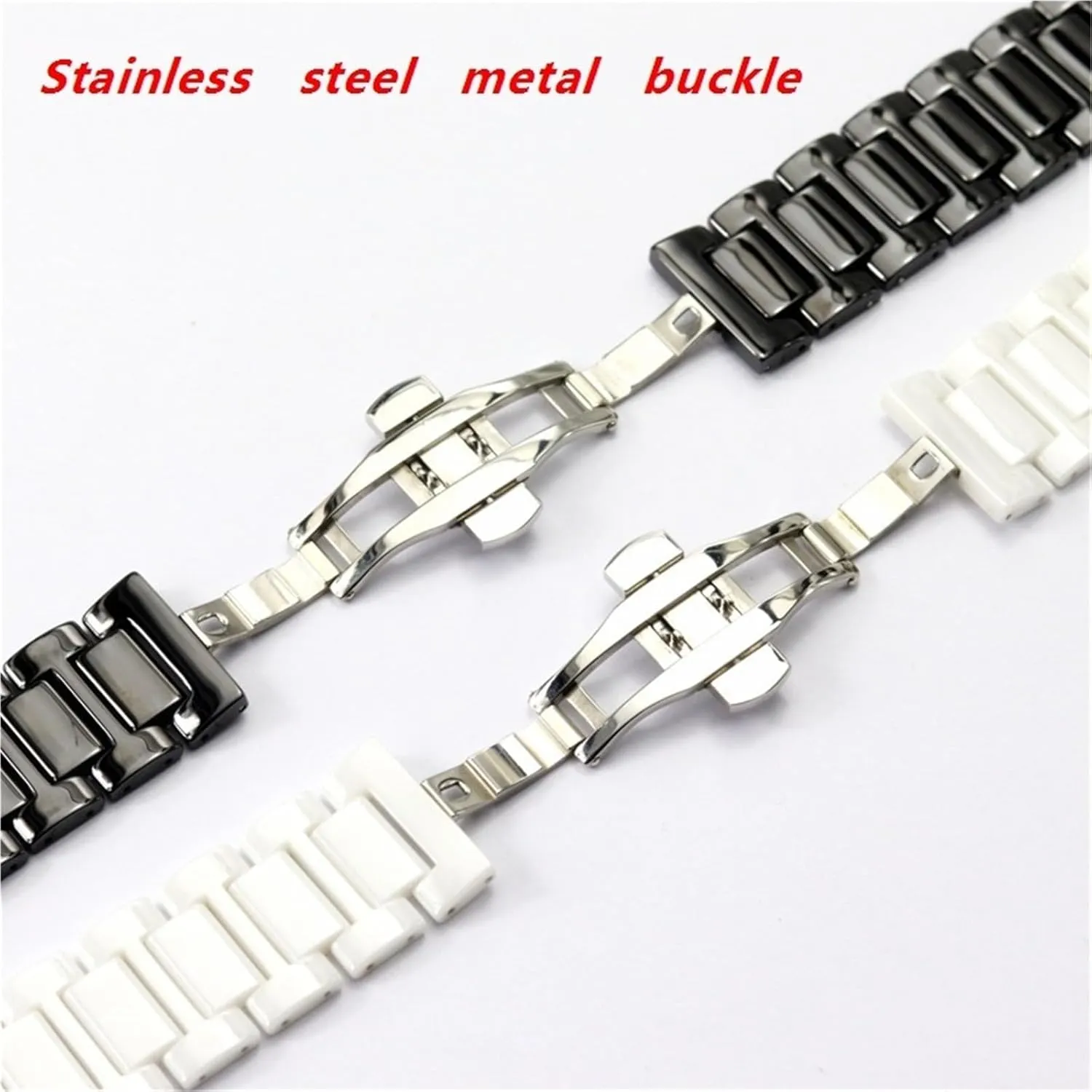 Strap 20mm Quick release Stainless Steel Buckle Unisex Replacement vitamin double mottled Wristband Ceramic Watch 