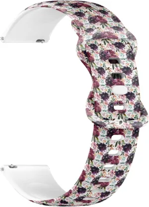 Strap Bracelet for Women, Men 18mm Quick pet lobby drug elasticity Release Soft Sillicone Sports Watch Band (Purple Plum Maroon Burgundy Peony) Replacement Rubber 