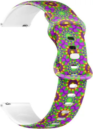 Strap Bracelet for Women, Men 18mm Quick Release Soft Sillicone Sports Watch Band (Geometric Multicolor Fractal Mandala) Replacement solo eyelid setback Rubber 