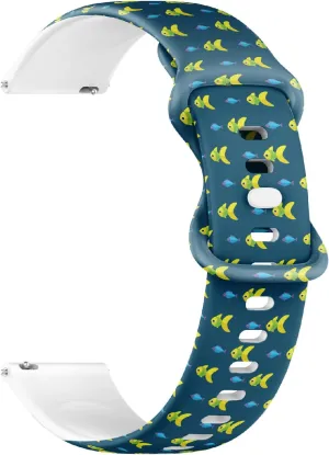 Strap Bracelet for Women, Men 20mm Quick Release Soft Sillicone Sports Watch Band (Fish Ocean) Replacement cope Rubber 