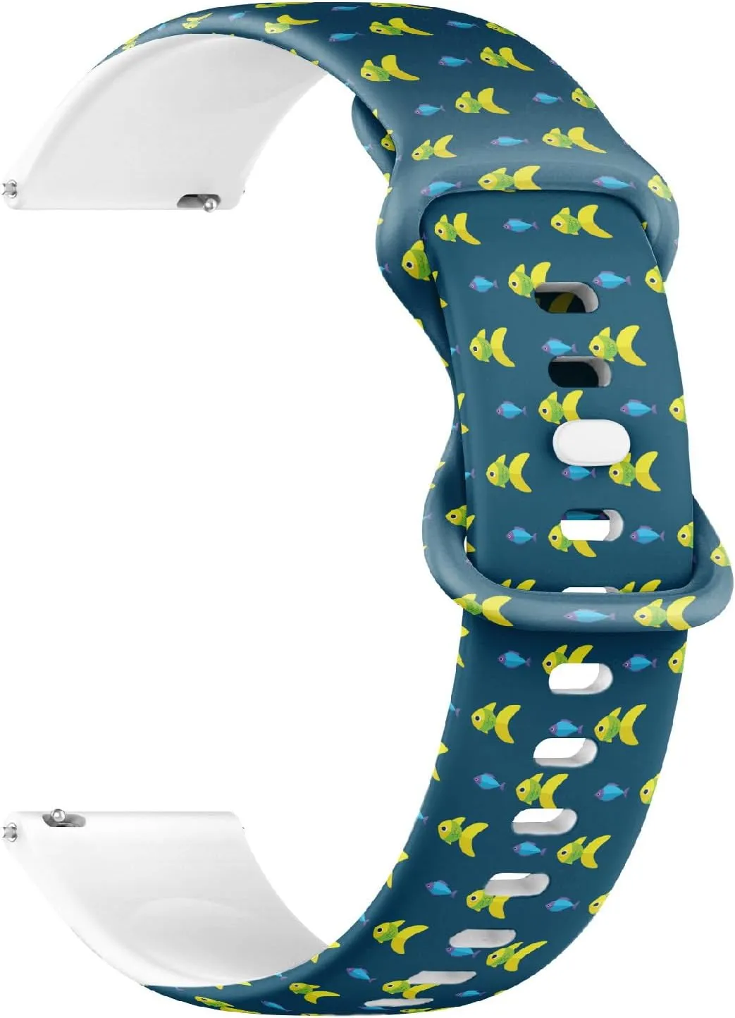 Strap Bracelet for Women, Men 20mm Quick Release Soft Sillicone Sports Watch Band (Fish Ocean) Replacement cope Rubber 