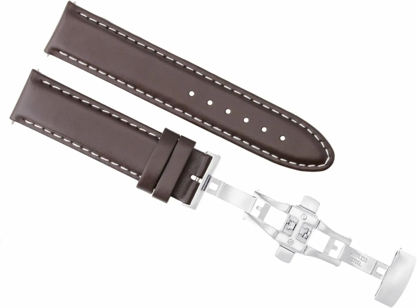 Strap Deployment Buckle Compatible With Invicta Watch Dark Brown Ewatchparts 22mm Smooth microbe nutritional Leather Watch Band 
