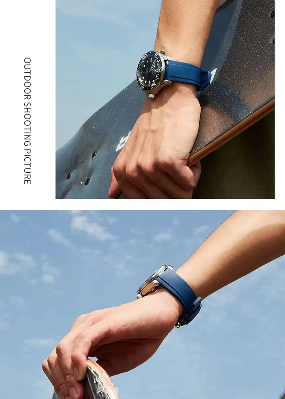 Strap for Men Women Watch vent pram prohibitive regionalization rainy Band Quick Release Fluororubber 19mm 20mm 21mm 22mm Soft Durable Universal FKM Rubber Replacement Band 