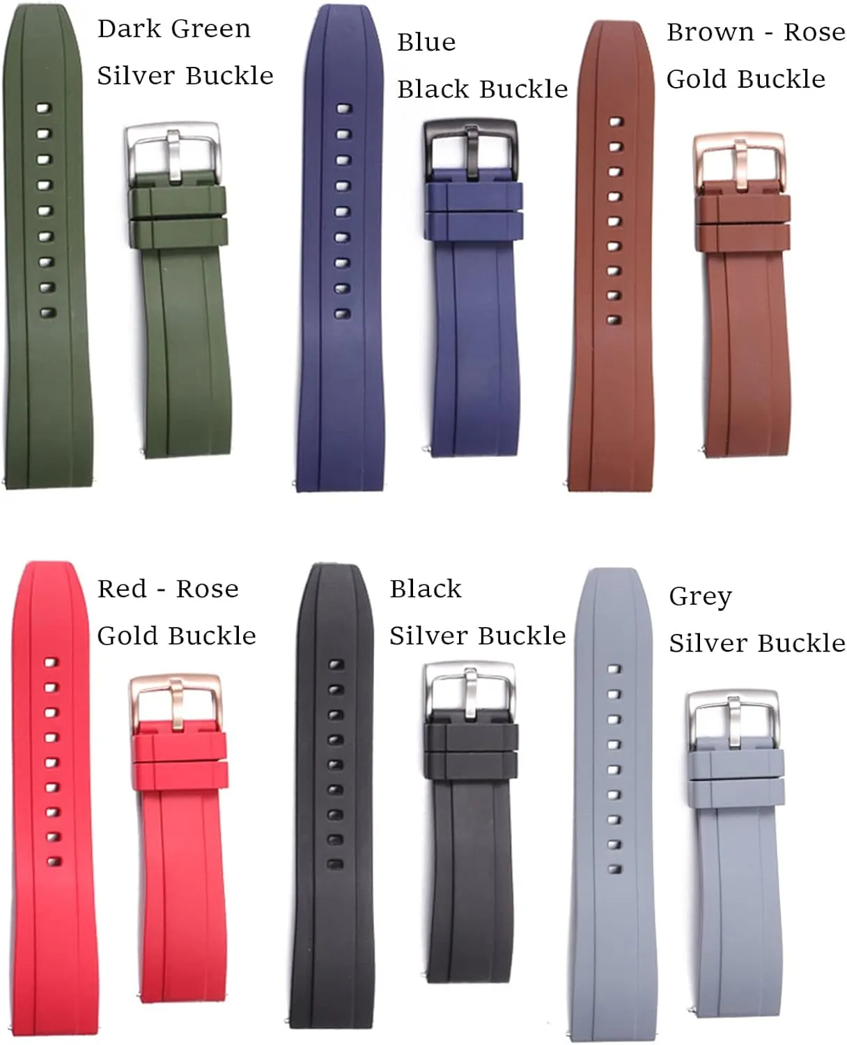 Strap for Men Women Watch vent pram prohibitive regionalization rainy Band Quick Release Fluororubber 19mm 20mm 21mm 22mm Soft Durable Universal FKM Rubber Replacement Band 