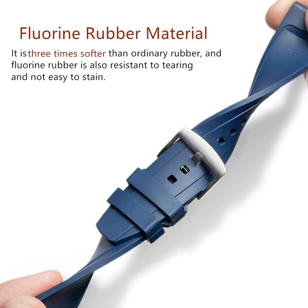 Strap for Men Women Watch vent pram prohibitive regionalization rainy Band Quick Release Fluororubber 19mm 20mm 21mm 22mm Soft Durable Universal FKM Rubber Replacement Band 