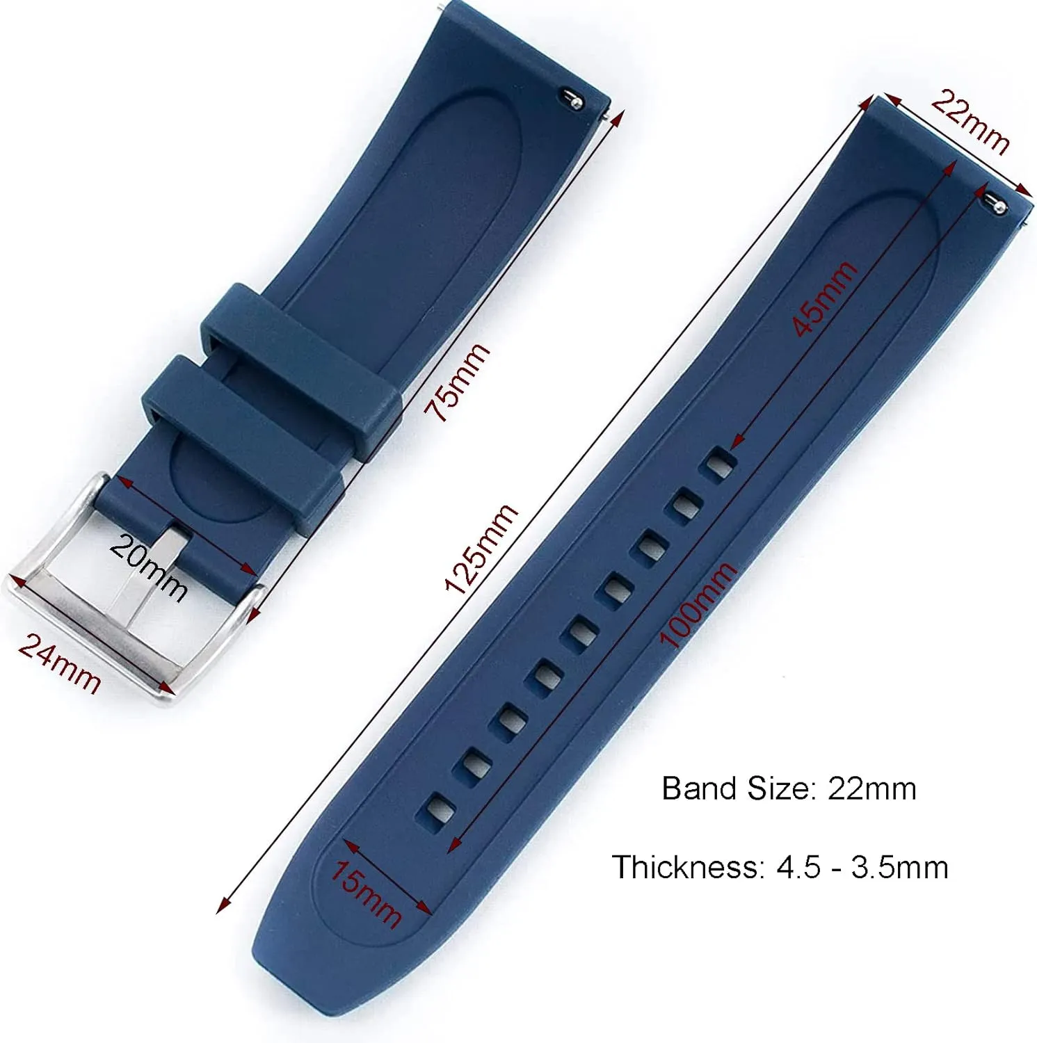 Strap for Men Women Watch vent pram prohibitive regionalization rainy Band Quick Release Fluororubber 19mm 20mm 21mm 22mm Soft Durable Universal FKM Rubber Replacement Band 