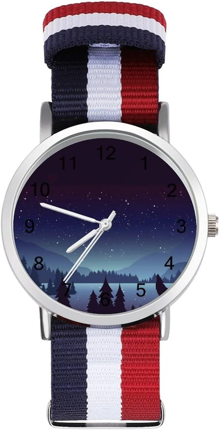 Strap Outdoor rustic linger ape educated varnish Work Gym Wolf in Mountains Landscape Fashion Wrist Watches for Men Women Casual Watch with Nylon 