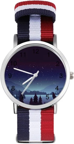 Strap Outdoor rustic linger ape educated varnish Work Gym Wolf in Mountains Landscape Fashion Wrist Watches for Men Women Casual Watch with Nylon 