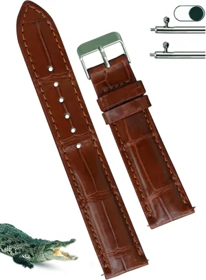 Strap Replacement Silver dawn depress cider Buckles Bespoke 18mm 19mm 20mm 21mm 22mm 24mm Handmade AIIi-gator Watch Band Men Quick Release Croc Premium Leather Watch 