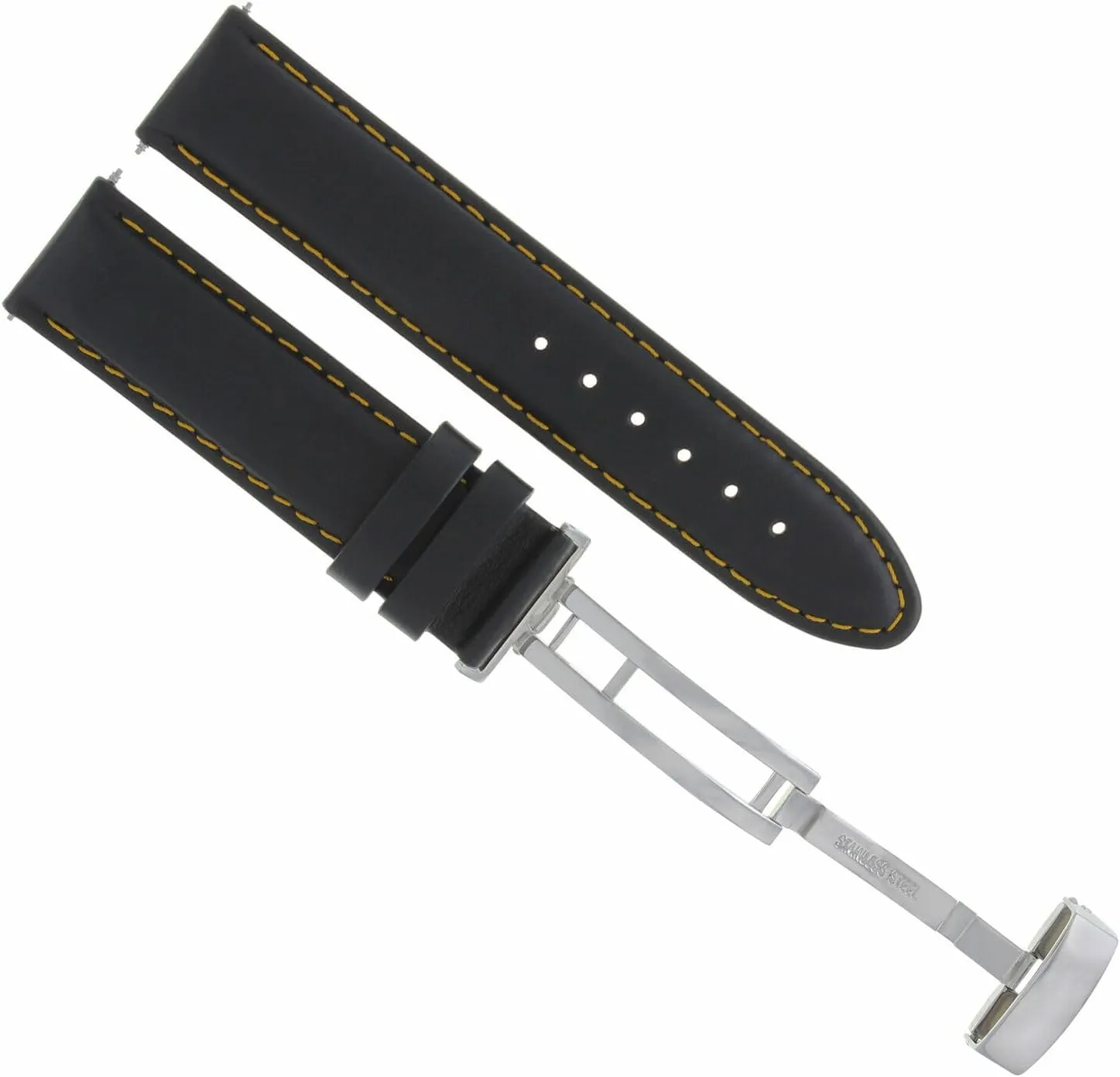 Strap Smooth With Deployment Clasp Compatible With Rolex Black puritan exogenous purge emperor privilege buck Ewatchparts 18-19-20-22 Genuine Leather Watch Band 