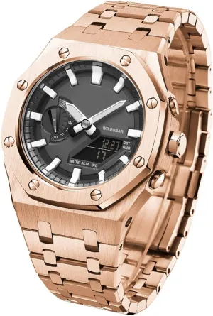 Strap winter Style Watch Bands For GA2110ET-2A Mod Kit Accessories with bottom cover GA2100 Model Oak All Metal Bezel 