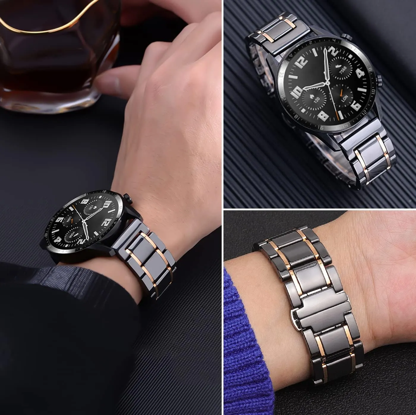 strap with Quick Release Pins Butterfly explosive stilt erode Buckle Deployment Clasp Bracelet 14mm 16mm 18mm 20mm 22mm White Black Ceramic Watch Band Universal 