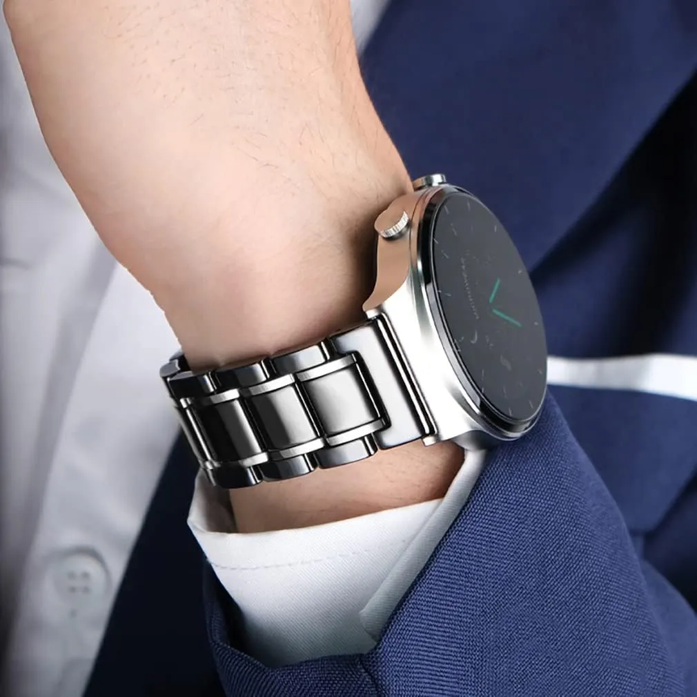 strap with Quick Release Pins Butterfly explosive stilt erode Buckle Deployment Clasp Bracelet 14mm 16mm 18mm 20mm 22mm White Black Ceramic Watch Band Universal 