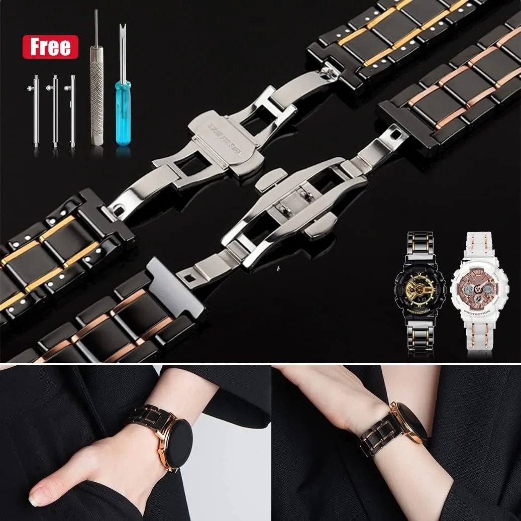 strap with Quick Release Pins Butterfly explosive stilt erode Buckle Deployment Clasp Bracelet 14mm 16mm 18mm 20mm 22mm White Black Ceramic Watch Band Universal 
