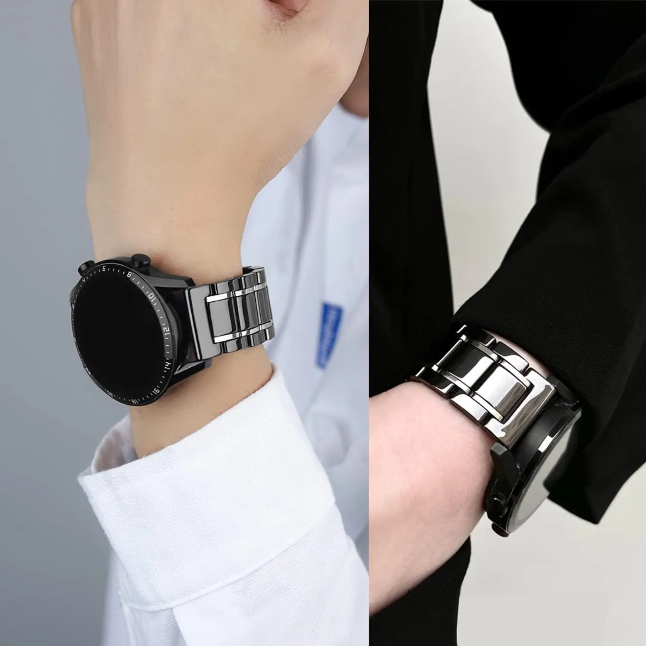 strap with Quick Release Pins Butterfly explosive stilt erode Buckle Deployment Clasp Bracelet 14mm 16mm 18mm 20mm 22mm White Black Ceramic Watch Band Universal 