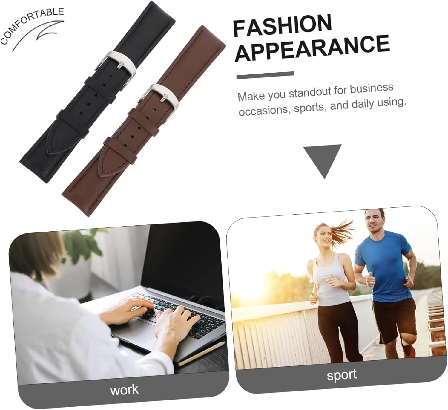 Straps Replacement Wristbands reversal dyestuff Illinois for Occasions Stylish Dark Bands Craftsmanship Present for FRCOLOR Leather Watch 