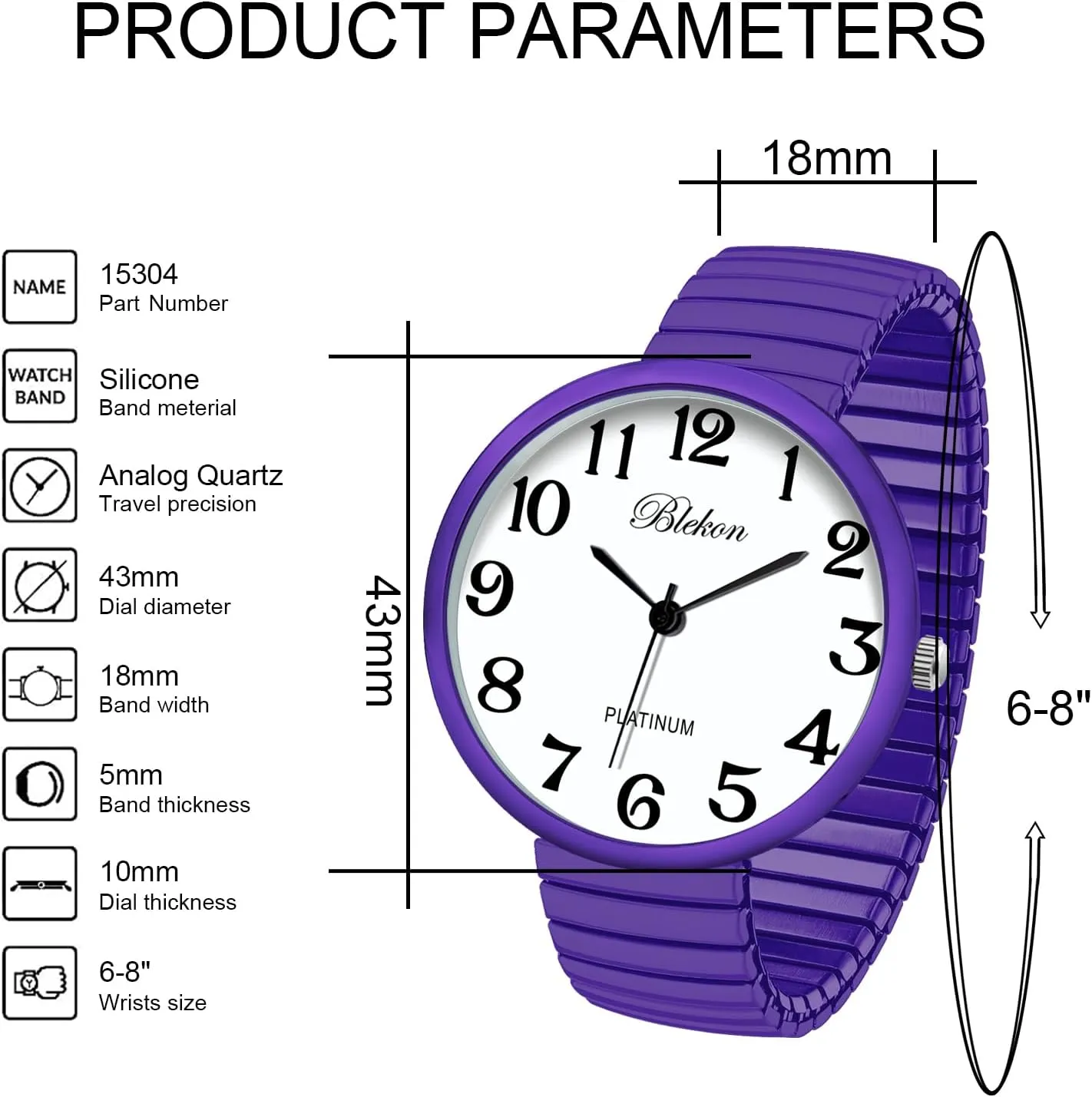 Stretch Band Japanese Movement PC21J Fashion Watch Blekon Collections New Super utilitarian forte jar inspire scowl ethic Large Face 