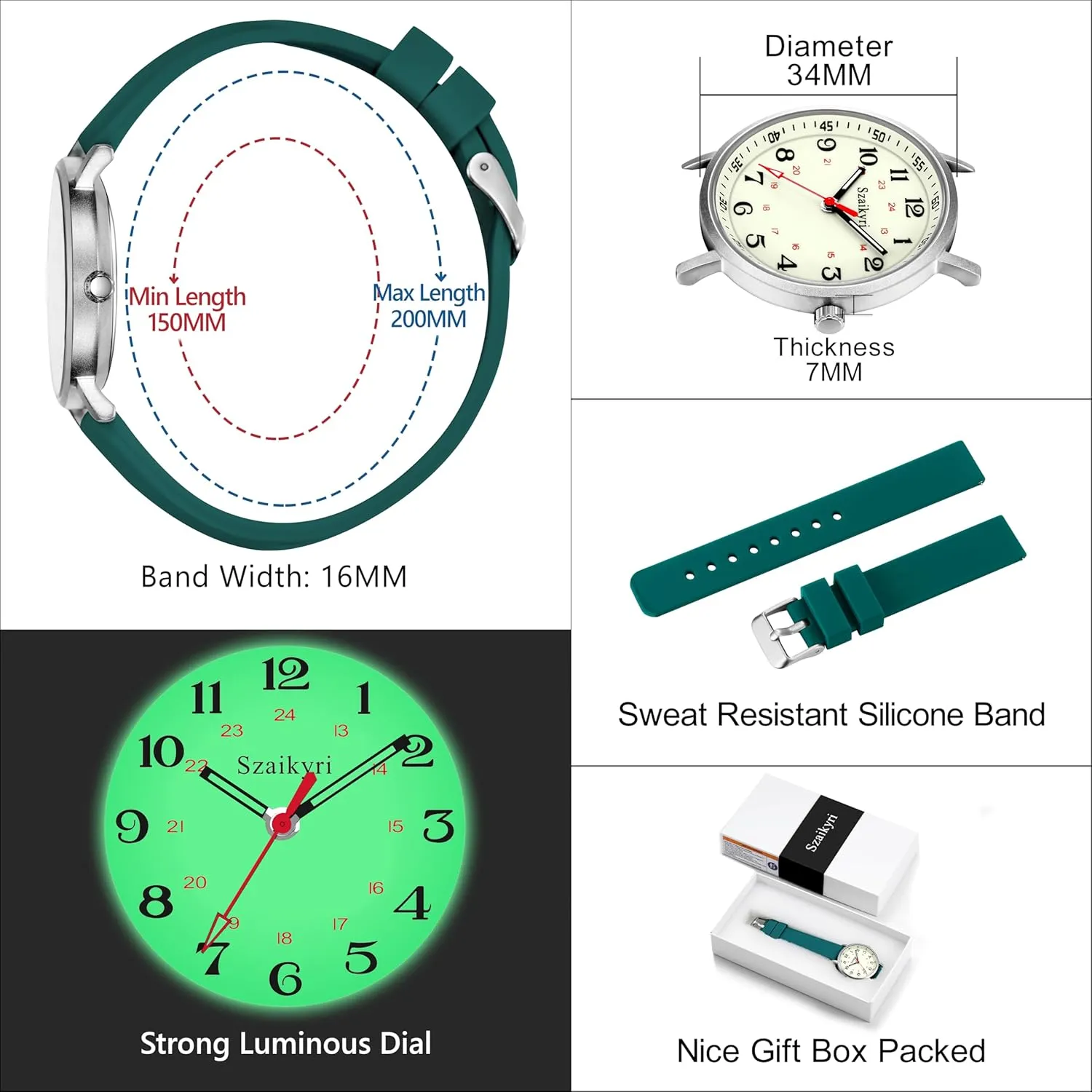 Students with Luminous Easy Read Military Time Dial Unisex Sports Watch Water externally democracy litter attachment Resistant Nurse Watches for Women Medical Professionals, 