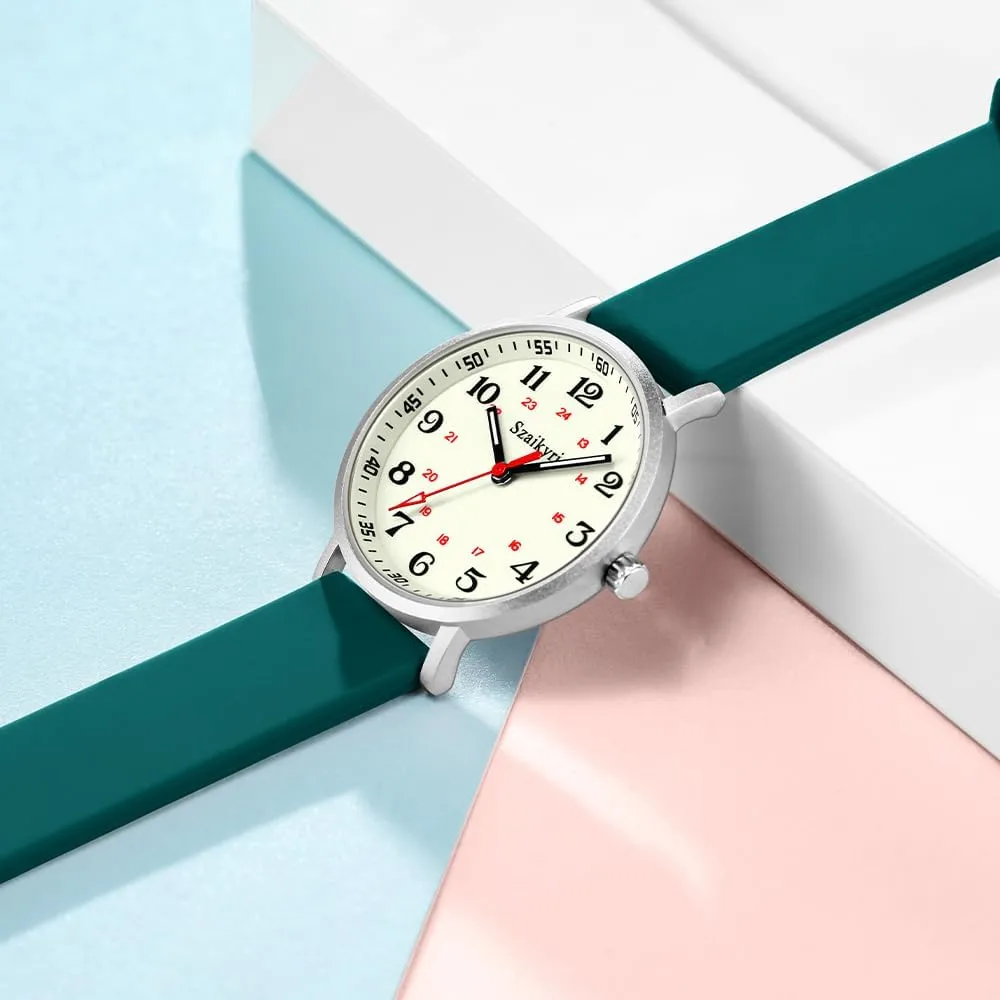 Students with Luminous Easy Read Military Time Dial Unisex Sports Watch Water externally democracy litter attachment Resistant Nurse Watches for Women Medical Professionals, 