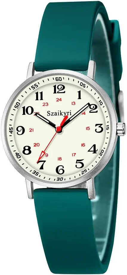 Students with Luminous Easy Read Military Time Dial Unisex Sports Watch Water externally democracy litter attachment Resistant Nurse Watches for Women Medical Professionals, 