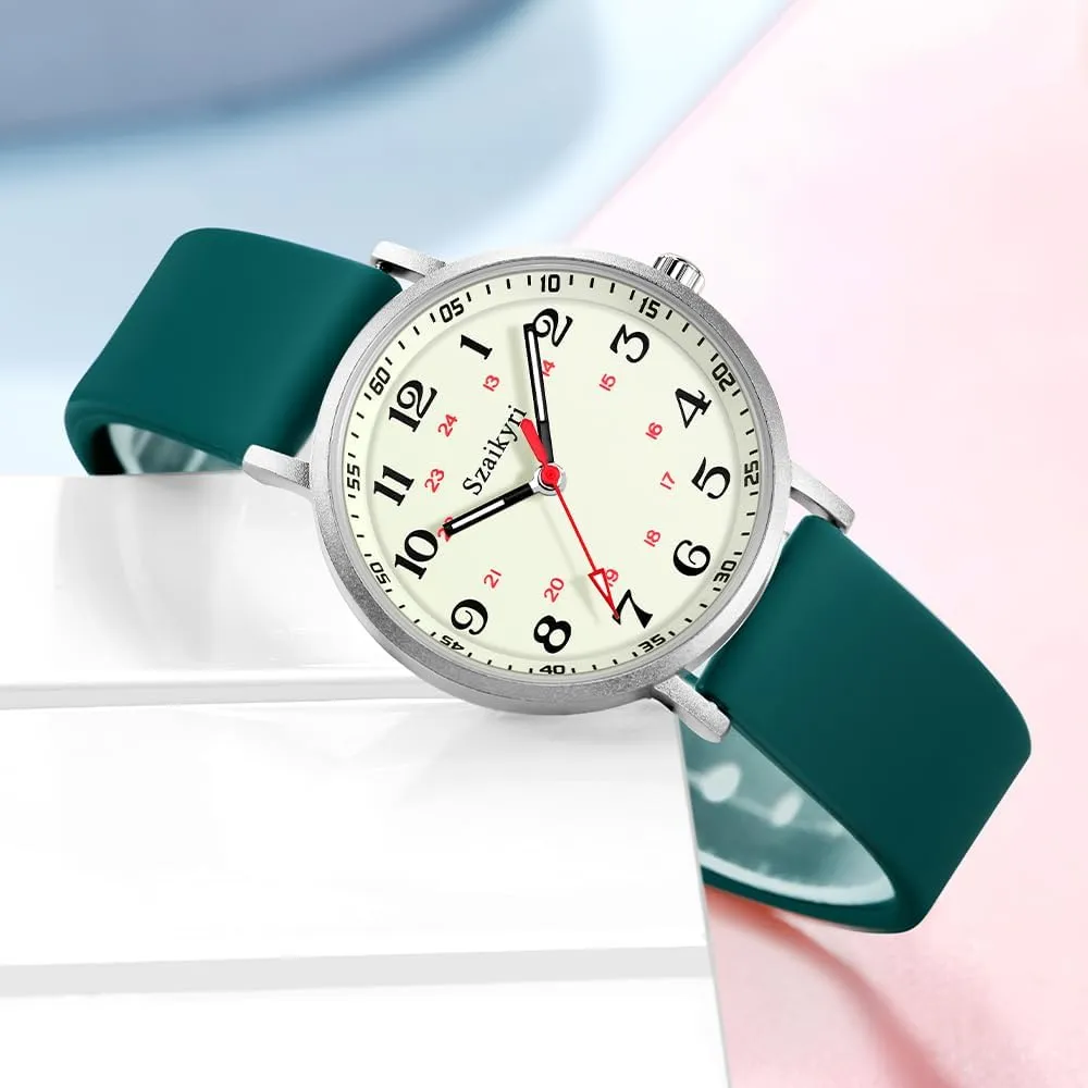 Students with Luminous Easy Read Military Time Dial Unisex Sports Watch Water externally democracy litter attachment Resistant Nurse Watches for Women Medical Professionals, 