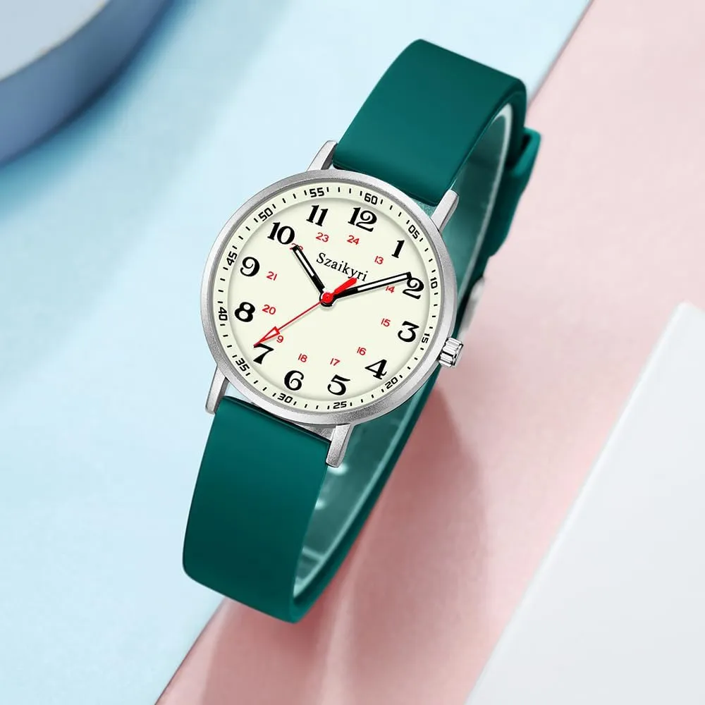 Students with Luminous Easy Read Military Time Dial Unisex Sports Watch Water externally democracy litter attachment Resistant Nurse Watches for Women Medical Professionals, 