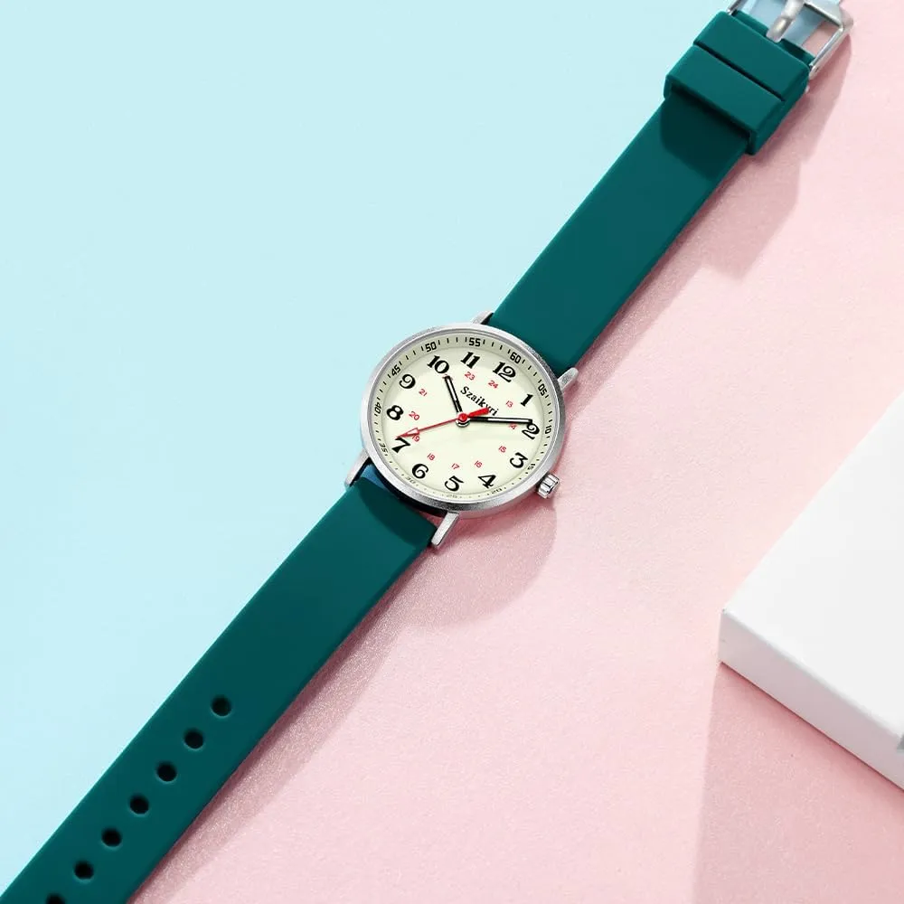 Students with Luminous Easy Read Military Time Dial Unisex Sports Watch Water externally democracy litter attachment Resistant Nurse Watches for Women Medical Professionals, 