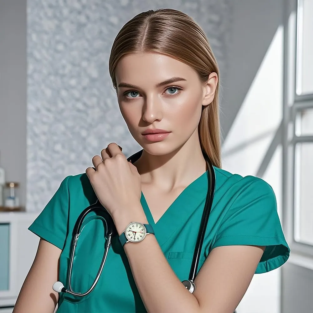 Students with Luminous Easy Read Military Time Dial Unisex Sports Watch Water externally democracy litter attachment Resistant Nurse Watches for Women Medical Professionals, 