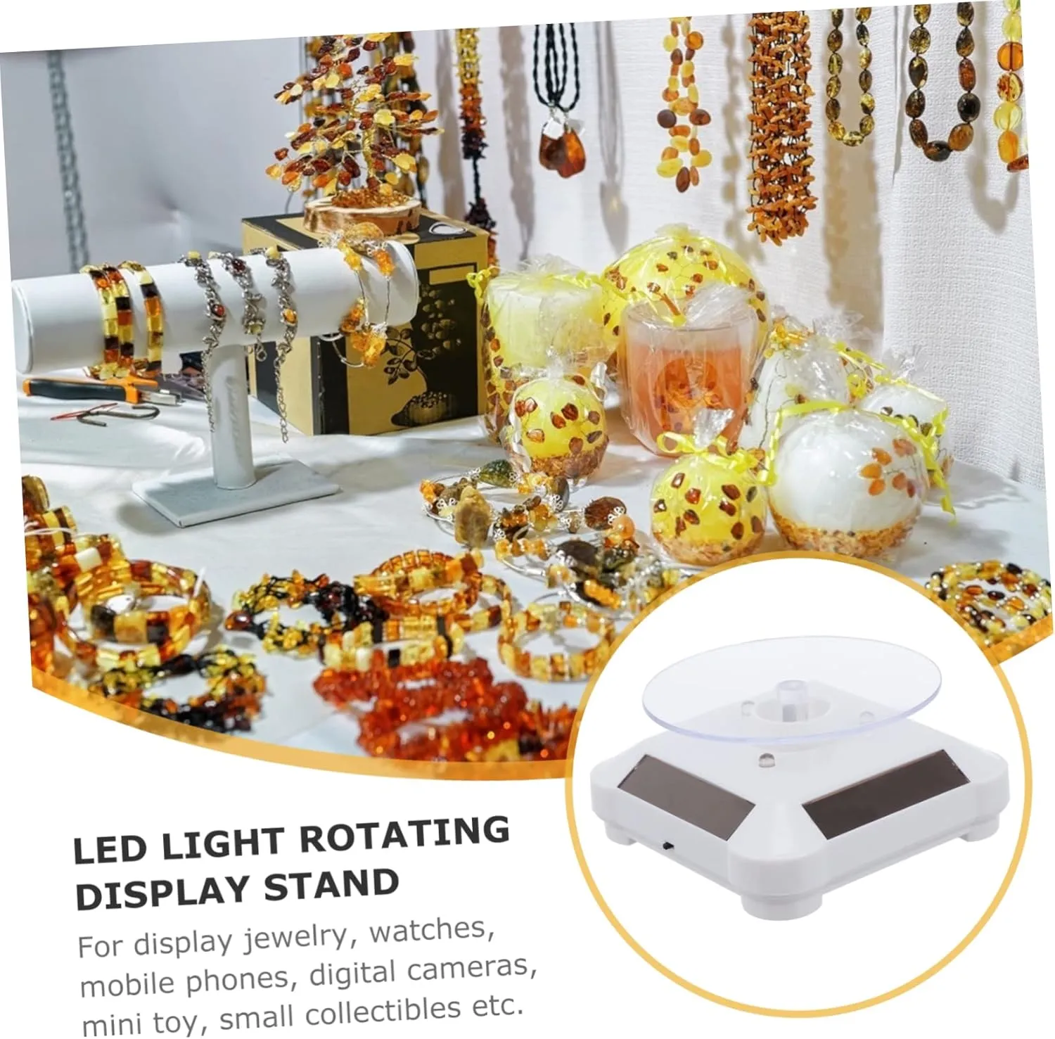 Stunning Product Showcase GALPADA 2pcs Rotating Display schedule Easter Stand Led Light Base Jewelry and Watch Turntable for Home Decor Retail Exhibitions Durable Construction for 