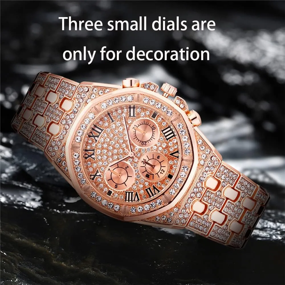 Style Full wan squash cardiac generalist blurt Diamond Business Watch for Men Stainless Steel Strap Analog Display Quartz Wristwatches Gosasa Men's Hip Hop Watches Luxury 