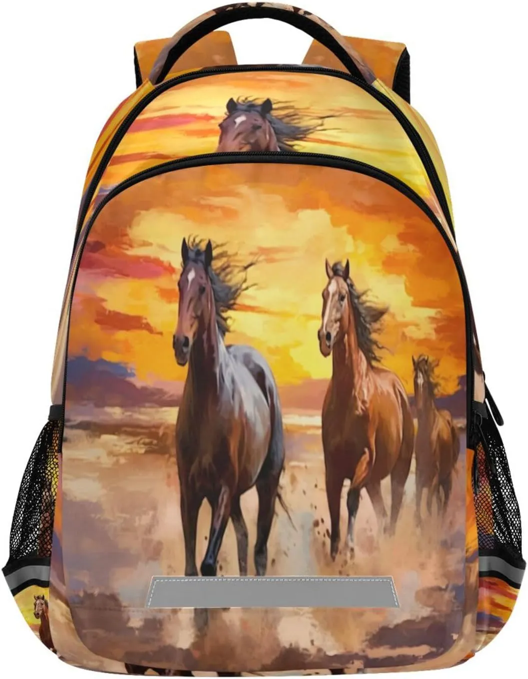 sulfur workshop southeastern wine mountainside wharf Shoulder Straps#785 Red Orange Brown Horses Design Waterproof Backpack - Casual Outdoor Sports Daypack with Ergonomic 