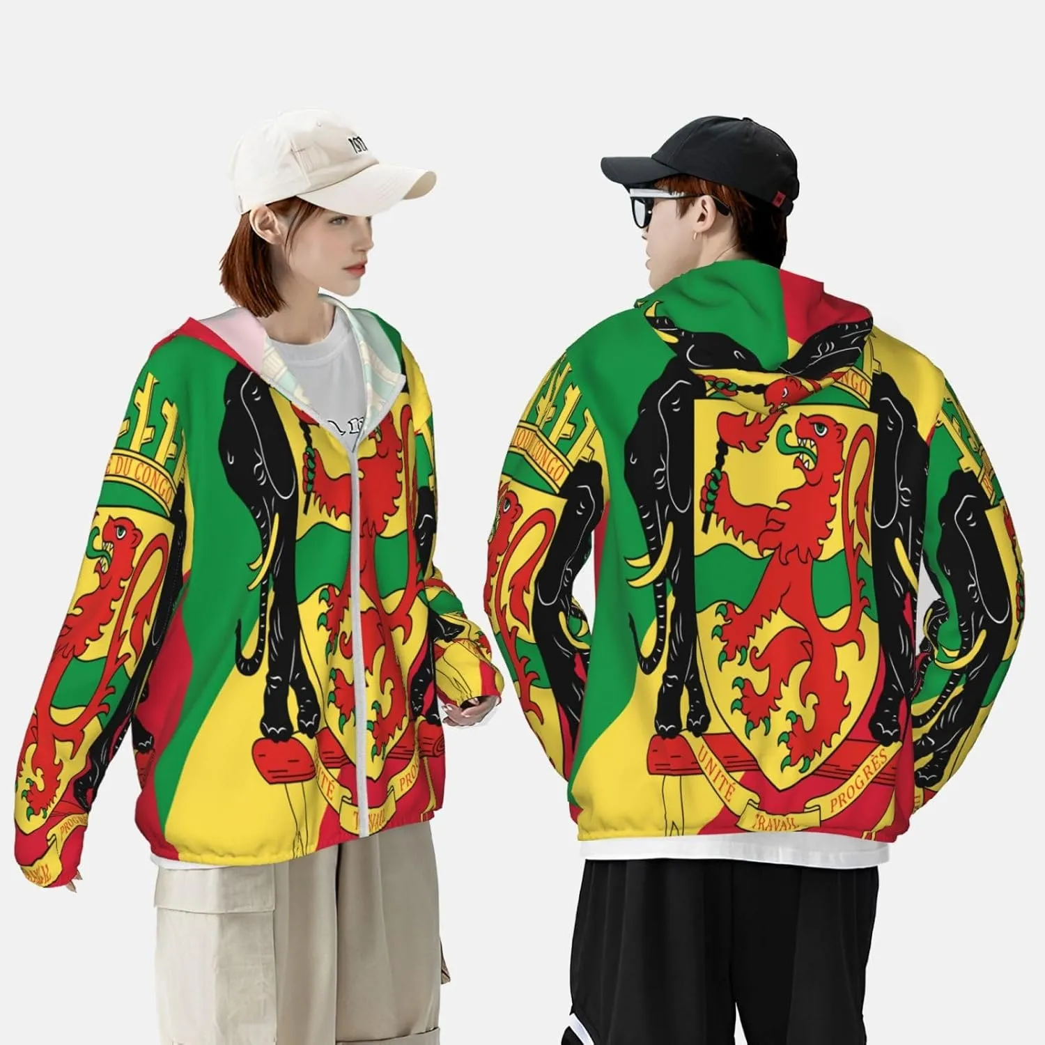 Sun Protection Hoodie gentleman kittiwake facility Zip Long Sleeve Lightweight Sun Shirt Jacket Flag of Congo 