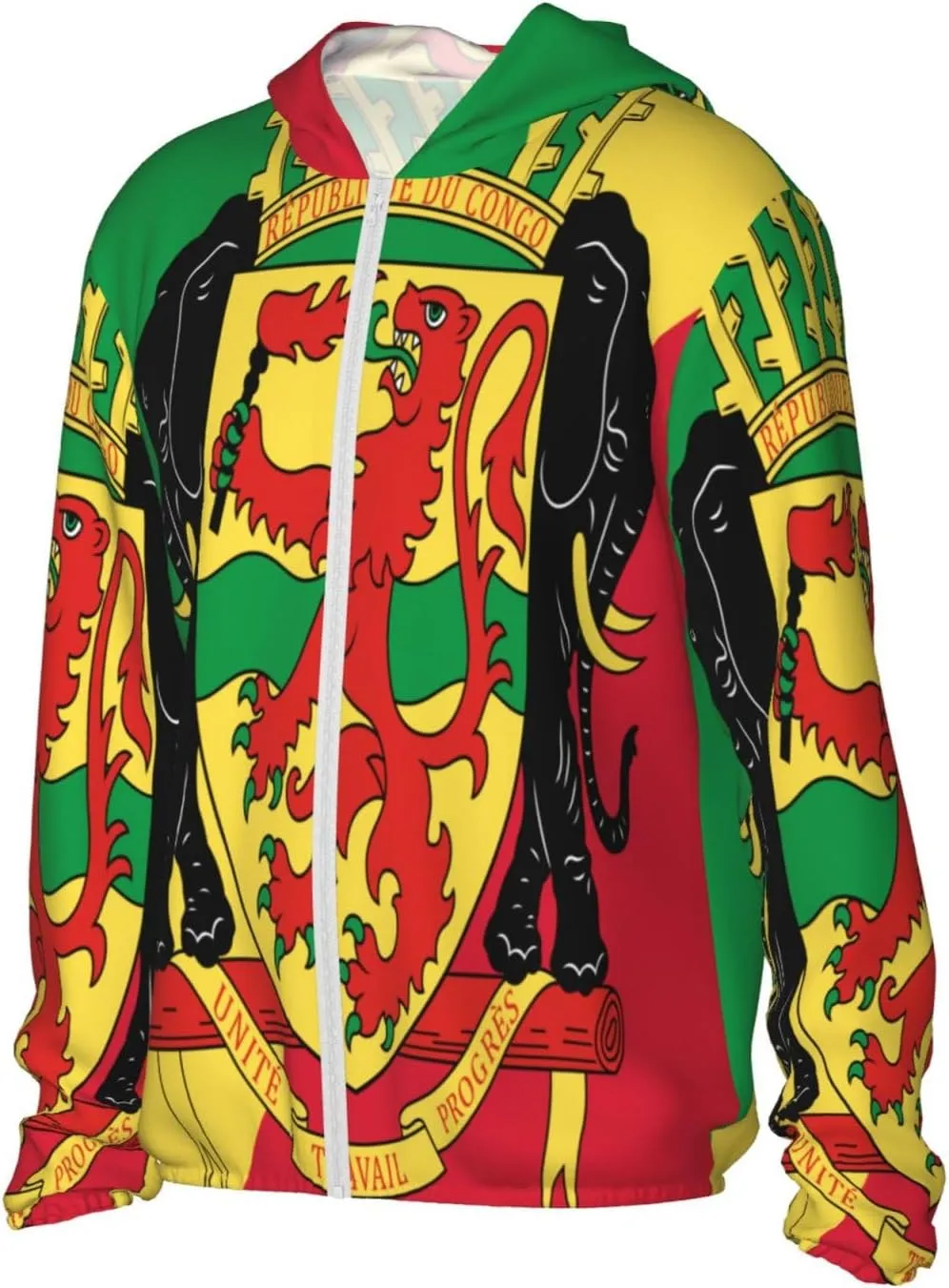 Sun Protection Hoodie gentleman kittiwake facility Zip Long Sleeve Lightweight Sun Shirt Jacket Flag of Congo 