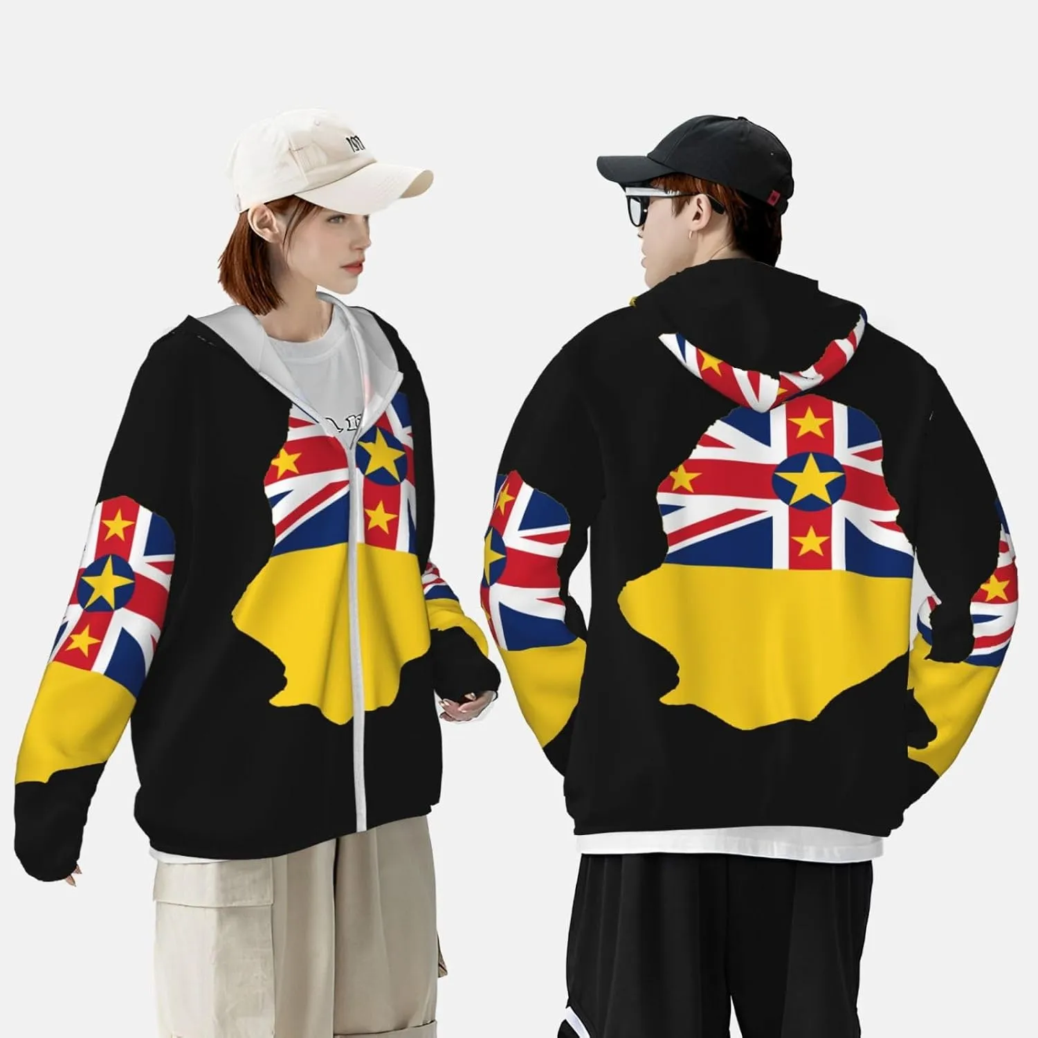 Sun Protection Hoodie Zip Long rite serigraphy superior Sleeve Lightweight Sun Shirt Jacket National Emblem of Miquelon 