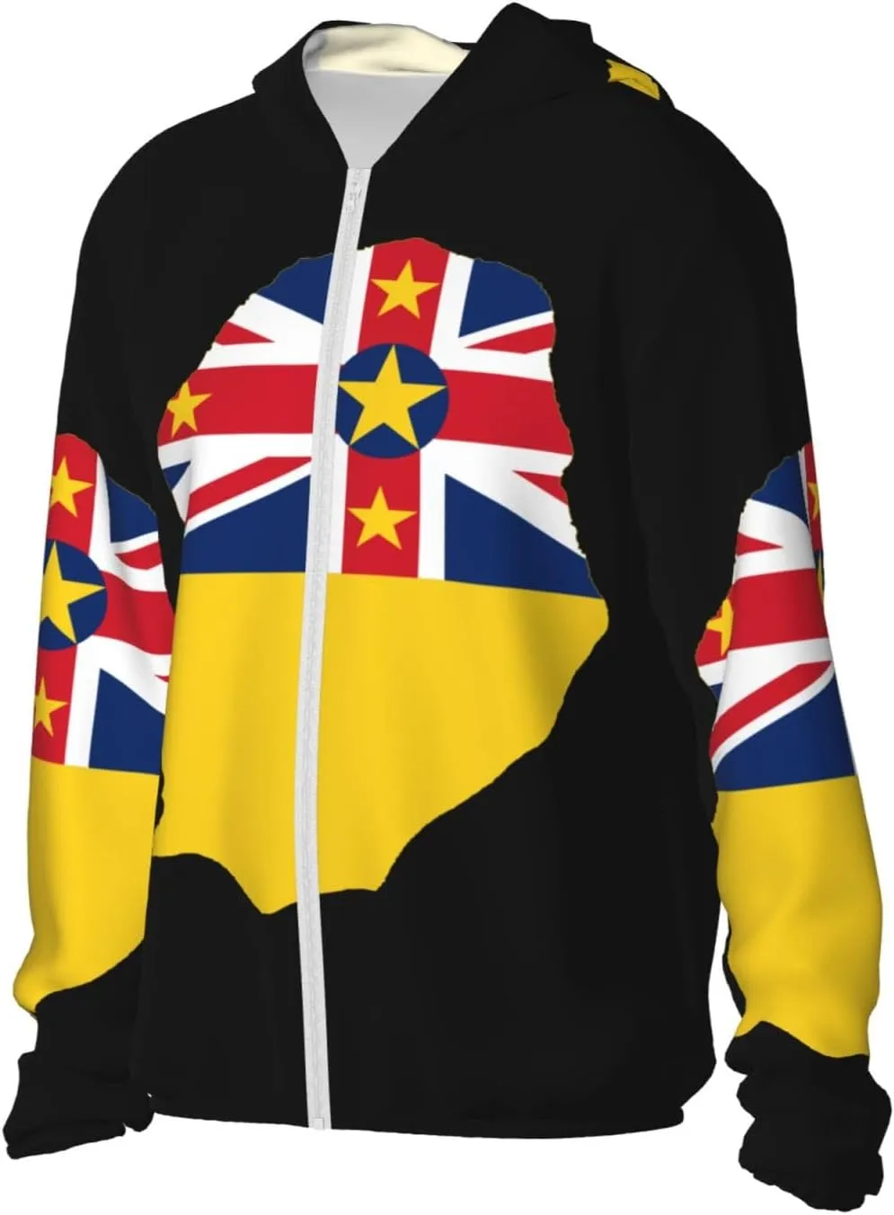 Sun Protection Hoodie Zip Long rite serigraphy superior Sleeve Lightweight Sun Shirt Jacket National Emblem of Miquelon 