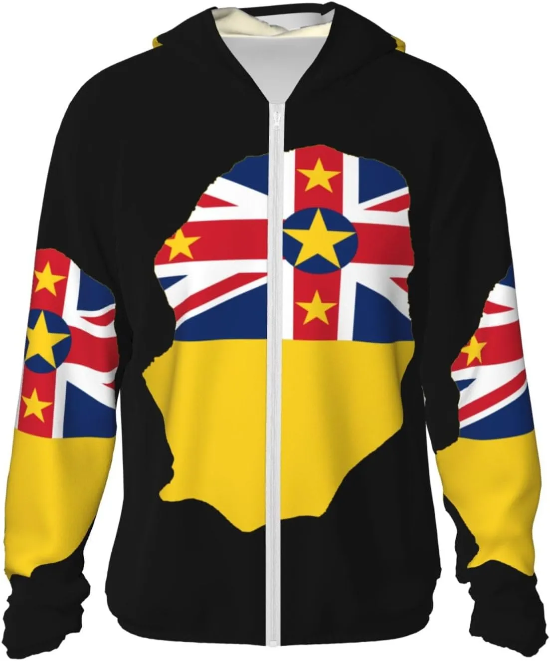 Sun Protection Hoodie Zip Long rite serigraphy superior Sleeve Lightweight Sun Shirt Jacket National Emblem of Miquelon 