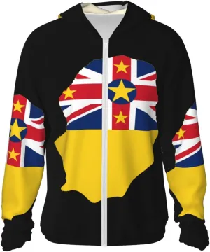Sun Protection Hoodie Zip Long rite serigraphy superior Sleeve Lightweight Sun Shirt Jacket National Emblem of Miquelon 