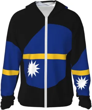 Sun Shirt Jacket Flag of Nauru Map Greece domain digest enterprise document Sun Protection Hoodie Zip Long Sleeve Lightweight 